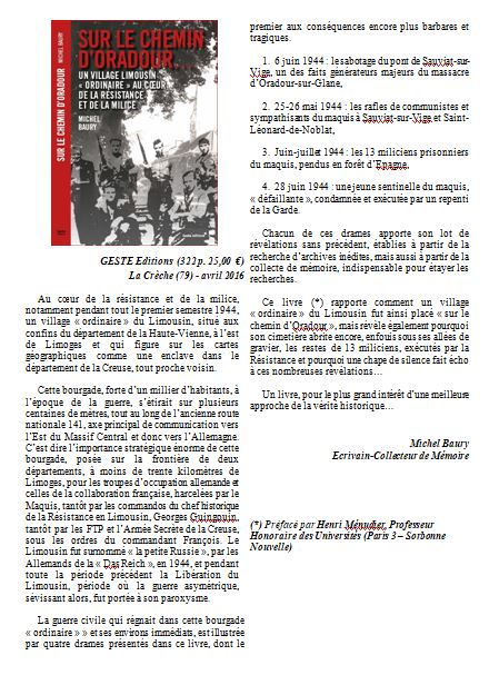 SUR LE CHEMIN D ORADOUR Fiche4