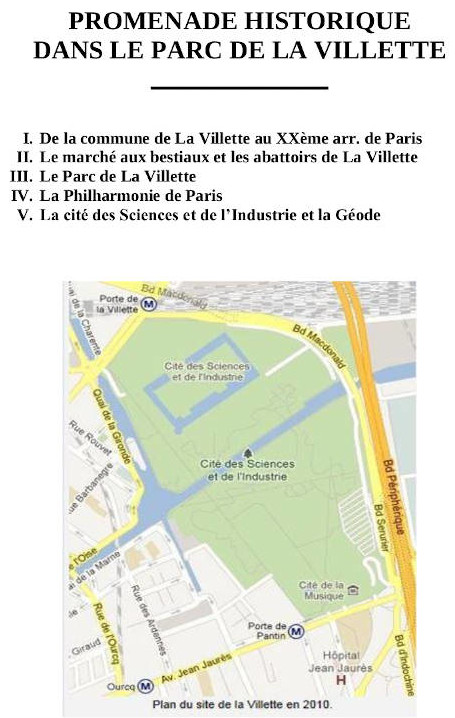 les fiches descriptives de la visite de la Villette